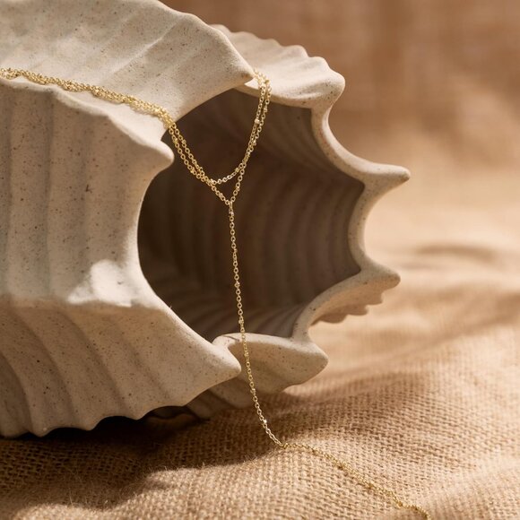 2 Layered Anklet A-GD Beaded Cuban Link Waterproof Adjustable  Anklet for Women - Picture 8 of 9